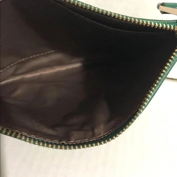 Cole Haan green leather wristlet bag